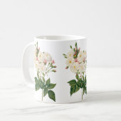Vintage Blume Blütenrot Noisette Rose Redoute Kaffeetasse (Vorderseite Links)