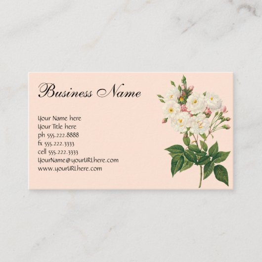 Vintage Blume Blütenrot Noisette Rose Redoute Visitenkarte (Vorderseite)