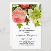 Vintage Blume Botanischer 30. Geburtstag Einladung (Vorne/Hinten)