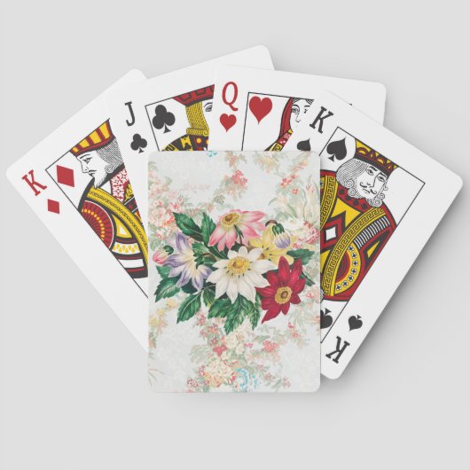 Vintage Blume Bouquet farbenfroh Spielkarten (Rückseite)
