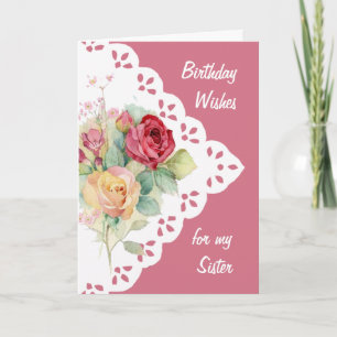 Vintage Blume Bouquet für Schwester Birthday Card Karte