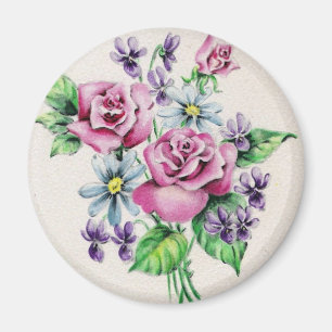 Vintage Blume Bouquet Magnet