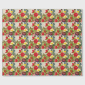 Vintage Blume Bouquet mit Schmetterlingen Geschenkpapier (Flach)
