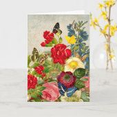 Vintage Blume Bouquet mit Schmetterlingen Karte (Gelbe Blume)