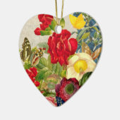 Vintage Blume Bouquet mit Schmetterlingen Keramikornament (Links)