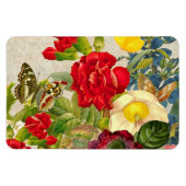 Vintage Blume Bouquet mit Schmetterlingen Magnet (Horizontal)