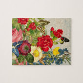 Vintage Blume Bouquet mit Schmetterlingen Puzzle (Horizontal)