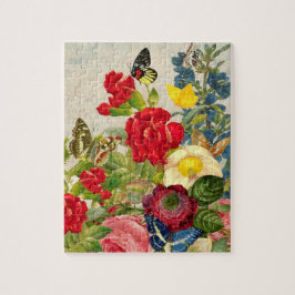 Vintage Blume Bouquet mit Schmetterlingen Puzzle