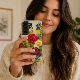 Vintage Blume Bouquet mit Schmetterlingen Samsung Galaxy Hülle