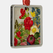 Vintage Blume Bouquet mit Schmetterlingen Silbernes Ornament (Rechts)