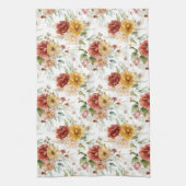 Vintage Blume Bouquets in Rost und Gold Geschirrtuch (Vertikal)