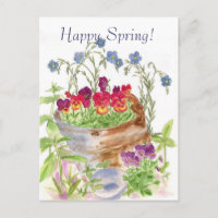 Vintage Blume Bucket Bouquet Happy Spring