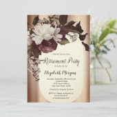 Vintage Blume Burgund Einladung (Stehend Vorderseite)