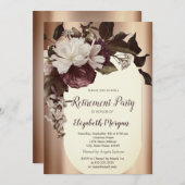 Vintage Blume Burgund Einladung (Vorne/Hinten)