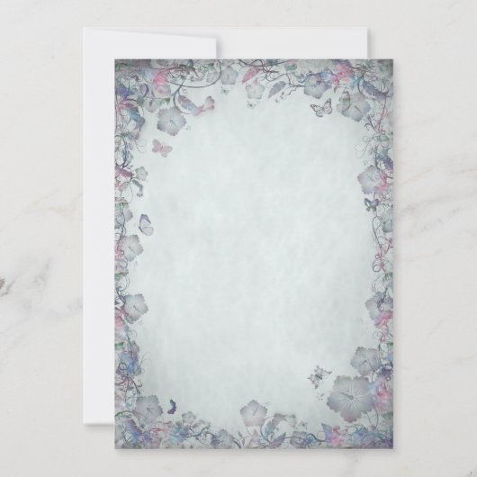 Vintage Blume & Butterfly Hochzeit Einladung (Rückseite)