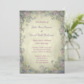 Vintage Blume & Butterfly Hochzeit Einladung (Stehend Vorderseite)