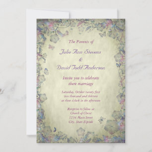 Vintage Blume & Butterfly Hochzeit Einladung