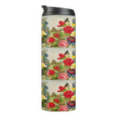 Vintage Blume Butterfly Muster Thermal Tumbler Thermosbecher (Nach rechts gedreht)