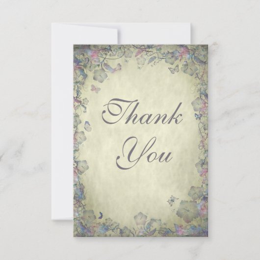 Vintage Blume & Butterfly's Wedding Danke (Vorderseite)