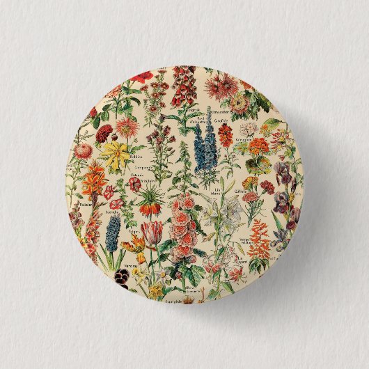 Vintage Blume Button (Vorderseite)