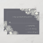 Vintage Blume Chacoal Gray Wedding RSVP (Vorne/Hinten)