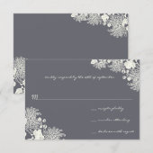 Vintage Blume Chacoal Gray Wedding RSVP Karte (Vorne/Hinten)