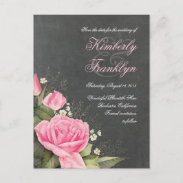 Vintage Blume - Chalkboard Save the Date Ankündigungspostkarte