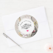 Vintage Blume Collage & Eiffelturm Küche Runder Aufkleber (Umschlag)