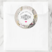 Vintage Blume Collage & Eiffelturm Küche Runder Aufkleber (Tasche)