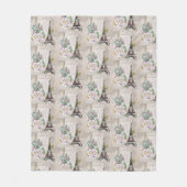 Vintage Blume Collage & Eiffelturm-Muster Fleecedecke (Vorderseite)