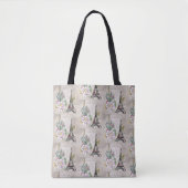 Vintage Blume Collage & Eiffelturm-Muster Tasche (Vorderseite)