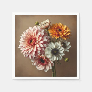 Vintage Blume Dahlias und Anemones Serviette