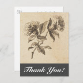 Vintage Blume + "Danke!" Postkarte (Vorne/Hinten)