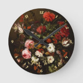 Vintage Blume Dekoration der Zuhause Runde Wanduhr (Vorderseite)
