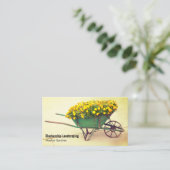 Vintage Blume der Schubkarre Gardener Custom Foto Visitenkarte (Stehend Vorderseite)