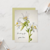 Vintage Blume der weißen Lilie Sympathiekarte Karte (Vorderseite/Rückseite Beispiel)