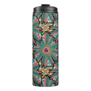 Vintage Blume Doodle-Stil, Federboden Thermosbecher