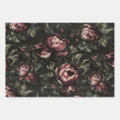Vintage Blume Dunkle Flora Kunsthandwerk Geschenkpapier Set (Vorderseite)