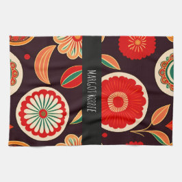 Vintage Blume Dunkles Blumenmuster Geschirrtuch