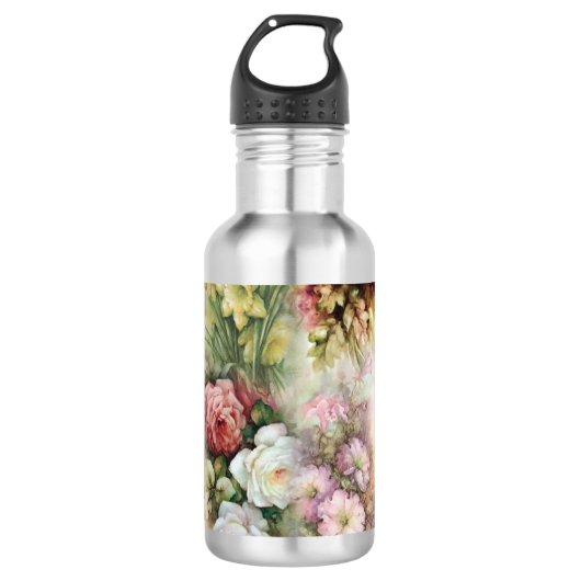 Vintage Blume Edelstahlflasche (Vorderseite)