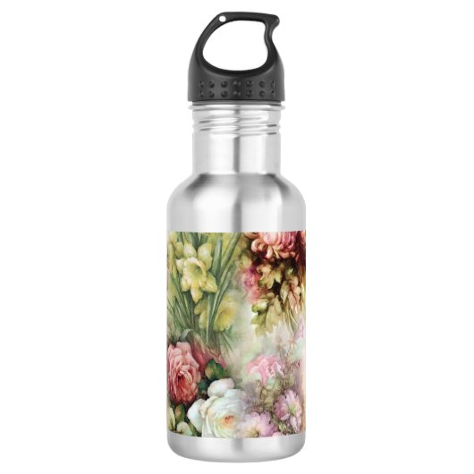 Vintage Blume Edelstahlflasche (Vorderseite)