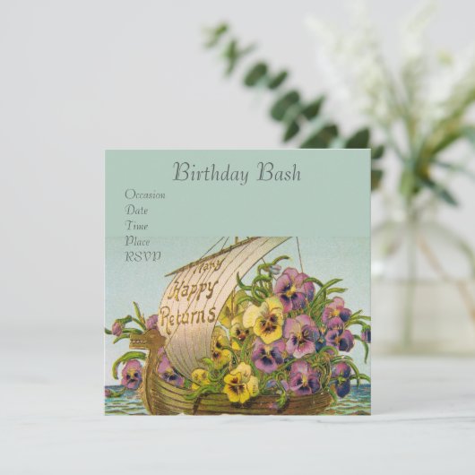 Vintage Blume Einladung (Stehend Vorderseite)