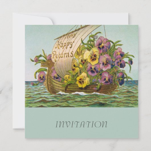 Vintage Blume Einladung (Rückseite)