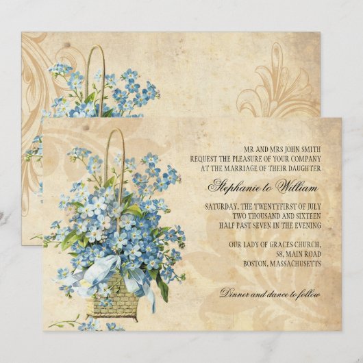 Vintage Blume Einladung (Vorne/Hinten)