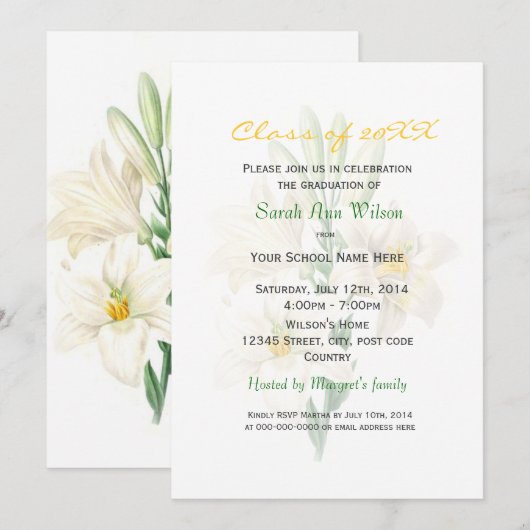 Vintage Blume Einladung (Vorne/Hinten)