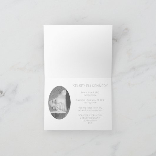 Vintage Blume elegante Beerdigung Karte (Innenseite)