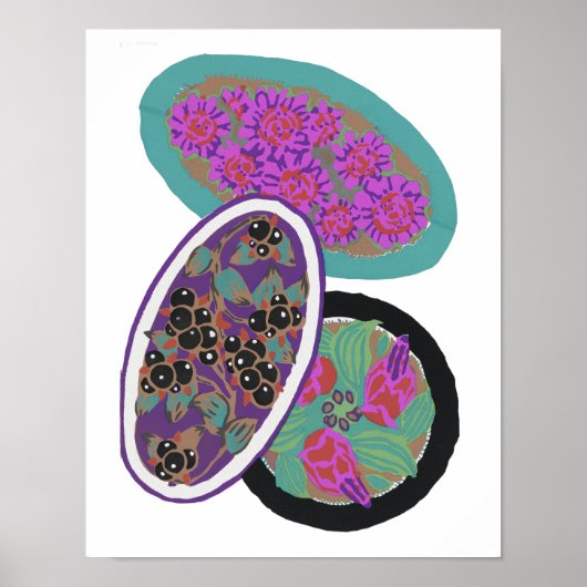 Vintage Blume, elegantes Jugendstil Klein Poster (Vorne)