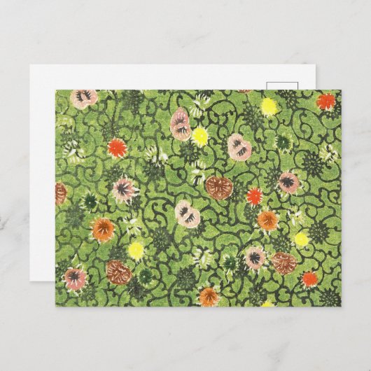 Vintage Blume Fabric Bingata Blossom Postkarte (Vorne/Hinten)