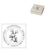 Vintage Blume Familienname Runde Rücksendeadresse Gummistempel (Stempel)