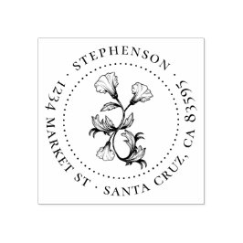 Vintage Blume Familienname Runde Rücksendeadresse Gummistempel